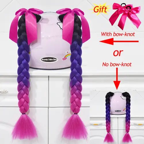 2pcs Quality Braids For Motorcycle Helmet Ponytail Sucker Braids Wig For Woman Helmet Decor Ears Twist Accessories 164 Colors - Image 18