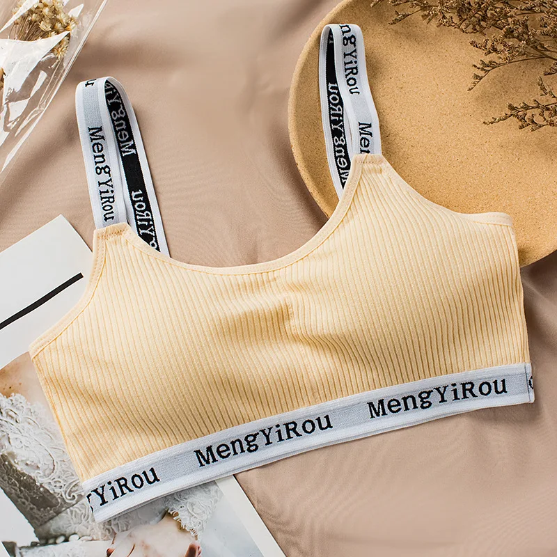 Girls Bra Developmental Vest-style Beauty Back Can Be Worn Tube Top Pure Cotton Alphabet Sports Training Bra 8-16 Years Old training bra cotton bra girls lingerie sets