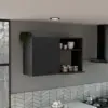 Napoles 2 Wall Cabinet, Open Storage Shelves, Single Door Black 1