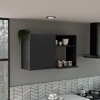 Napoles 2 Wall Cabinet, Open Storage Shelves, Single Door Black 1