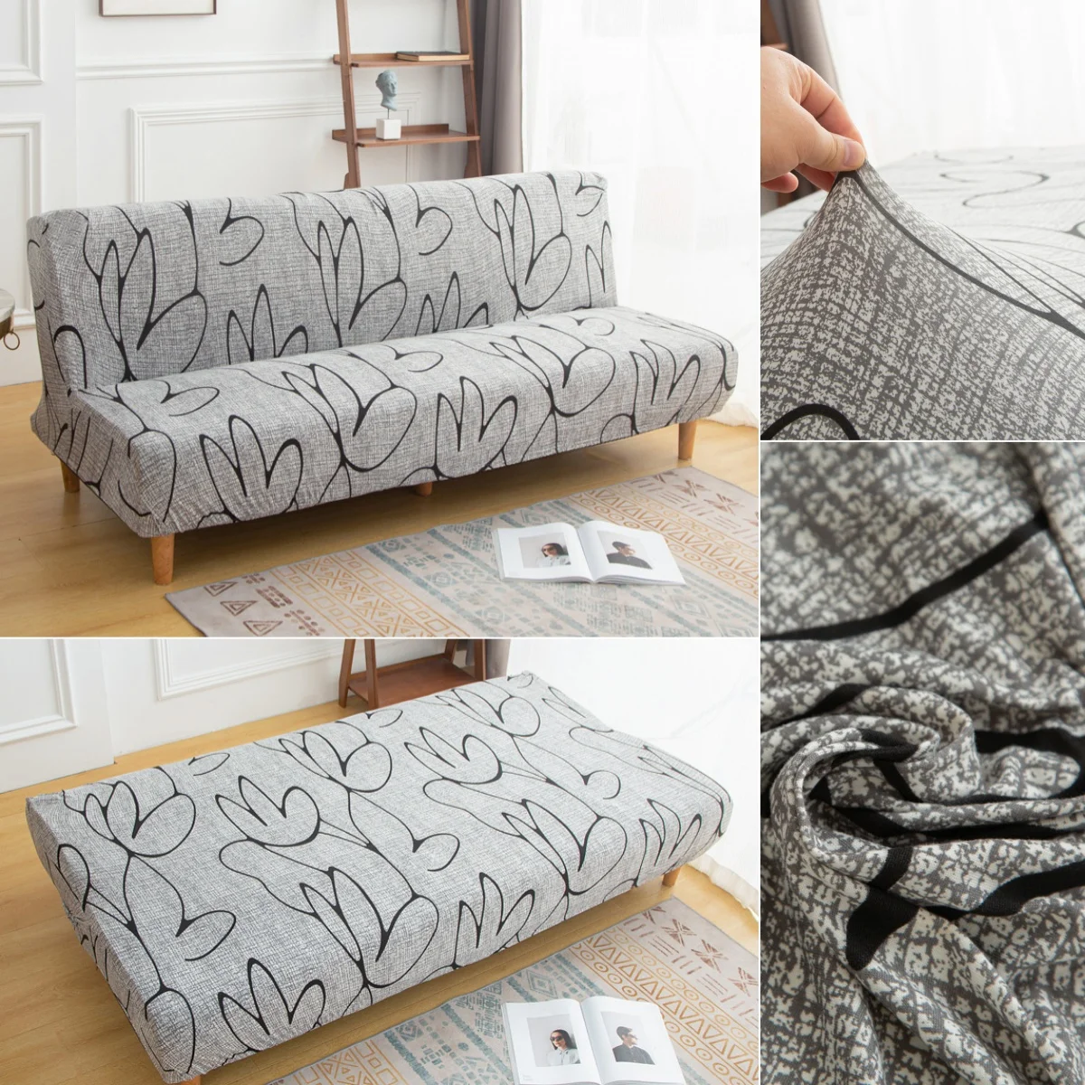 Sofa cover printed pattern armless stretch anti-dirty folding seat 1PC