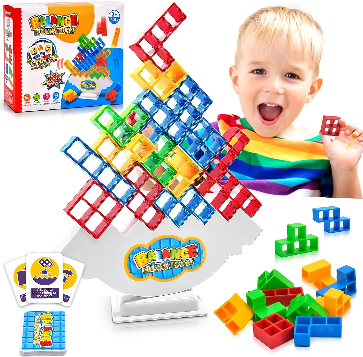 

Kids Balance Toy Stacked Tower Board Game Stacking Building Blocks Puzzle Assembly Bricks Children Montessori Educational Toys