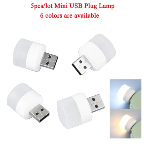 미니 USB 플러그 램프 5V, 슈퍼 밝은 눈 보호 책 조명, 컴퓨터 모바일 전원 충전 USB 소형 원형 LED 야간 조명, 5 개 2