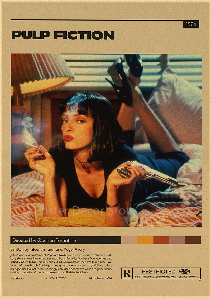 뜨거운 영화 시리즈 복고풍 포스터 펄프 픽션 귀하의 이름으로 전화주세요 작은 여자 크래프트 종이 홈 바 시네마 장식 미술 벽화 -  AliExpress, image size:800x1131