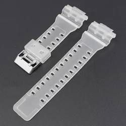 Durable Men's Sport Waterproof Resin Silicone Watch Band - 16mm Strap - 16mm (Half transparent)