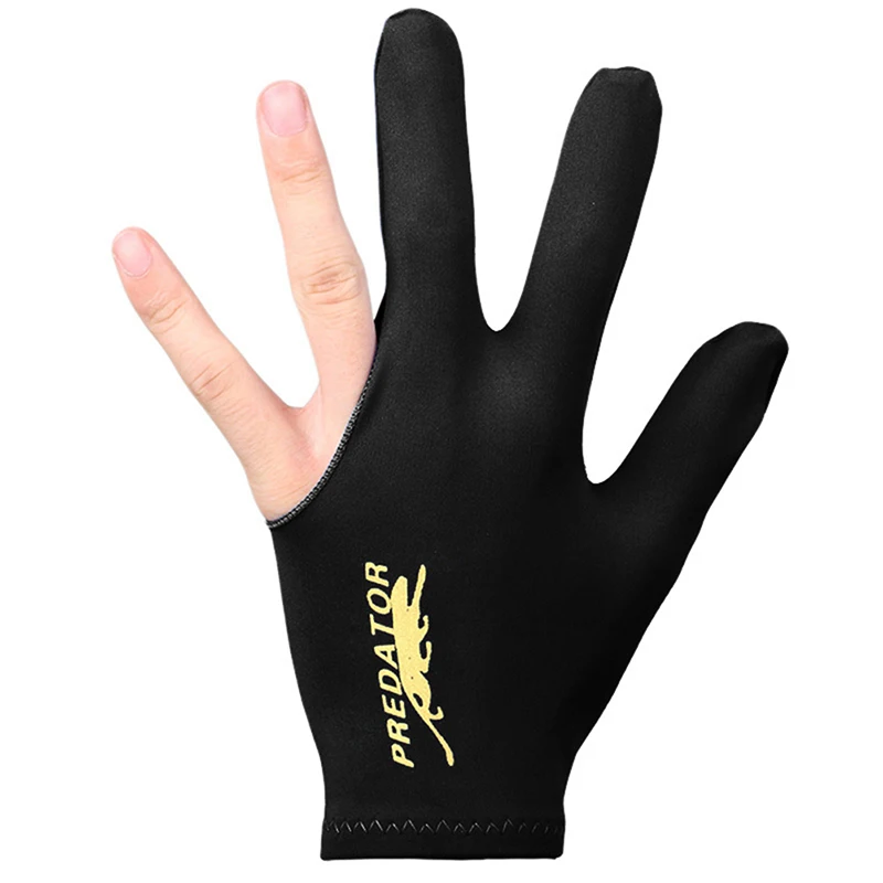 Three Fingers Full-Finger Snooker Pool Cue Billiard Glove for Left Hand Lycra Fabrics Embroidery Billiard Accessory