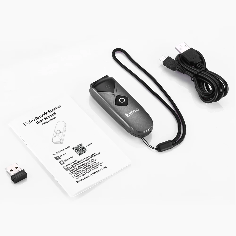 Barcode Scanner Eyoyo 2D Bluetooth Barcode Scanner Mini Portable Wireless 1D Bar Code Reader Wired 3-in-1 Connection QR Image PDF417 Data Matrix