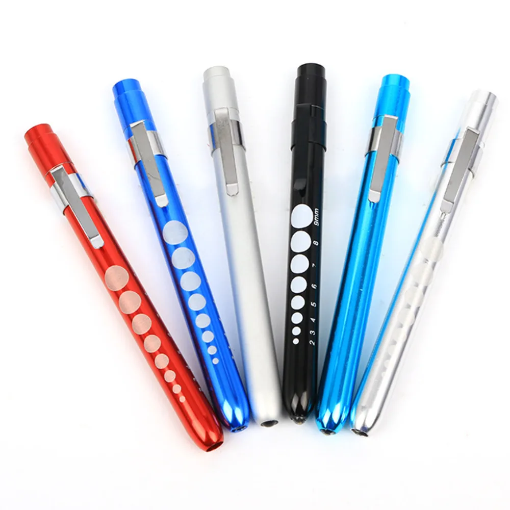 100pcs Medical General Examination Pupil Pen Lamp No. 7 Battery Aluminum Alloy Medical Pen Pupil Pen Small Hand Flashlight