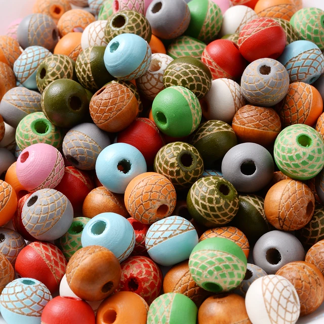 10Pcs - Oval Wooden Large Hole Beads