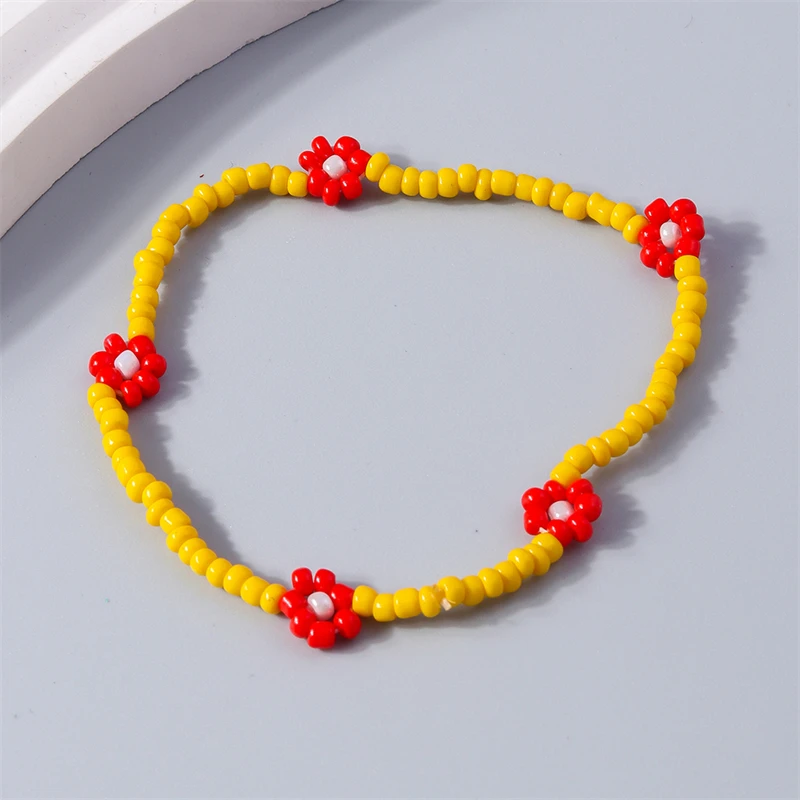 Böhmisches handgefertigtes buntes Perlenblumen-Fußkettchen für Sommer und Strand, Fußkette für Frauen und Mädchen, Urlaubsgeschenk ﻿ – Detail 8