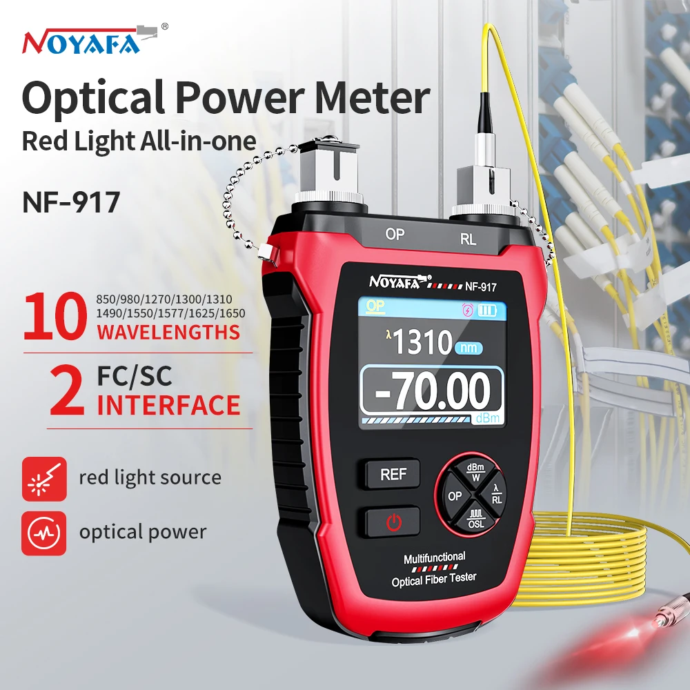 NOYAFA Optical Power Meter Fiber Optic Tester VFL REF FC SC Visual Fault Locator Light Attenuation Measurement