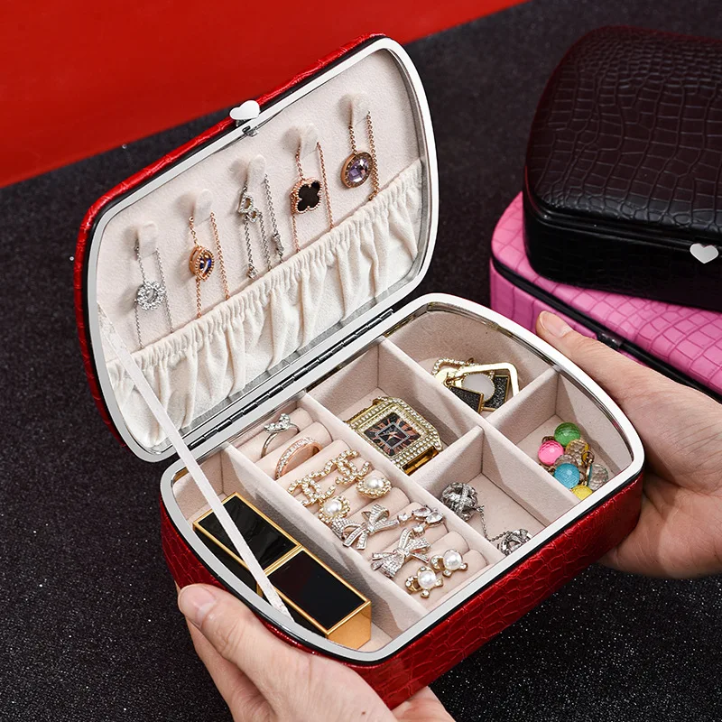 

Jewelry Box Cosmetic Organizer Portable High Capacity Jewelry Box Ring Earrings Necklace Jewelry Storage Box