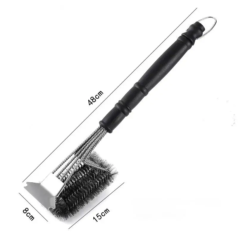 BBQ Strong Stainless Steel Hard Brush 2-in-1 Multi functional High Temperature Resistant Deep Cleaning Baking Plate Gap