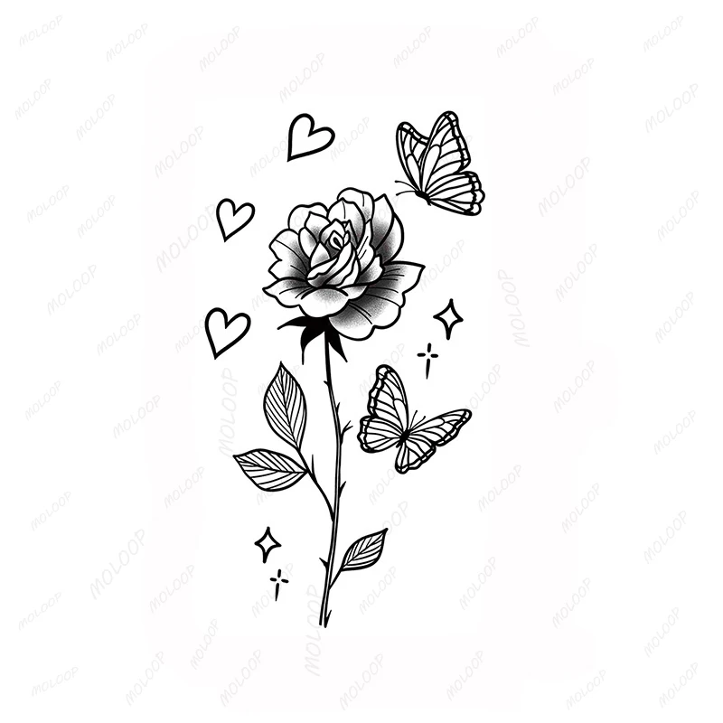 

Tattoo Stickers Love Heart Cute Element Flower Rose Flash Temporary Waterproof Party Arm Hand Fake Makeup Body Art for Men Women