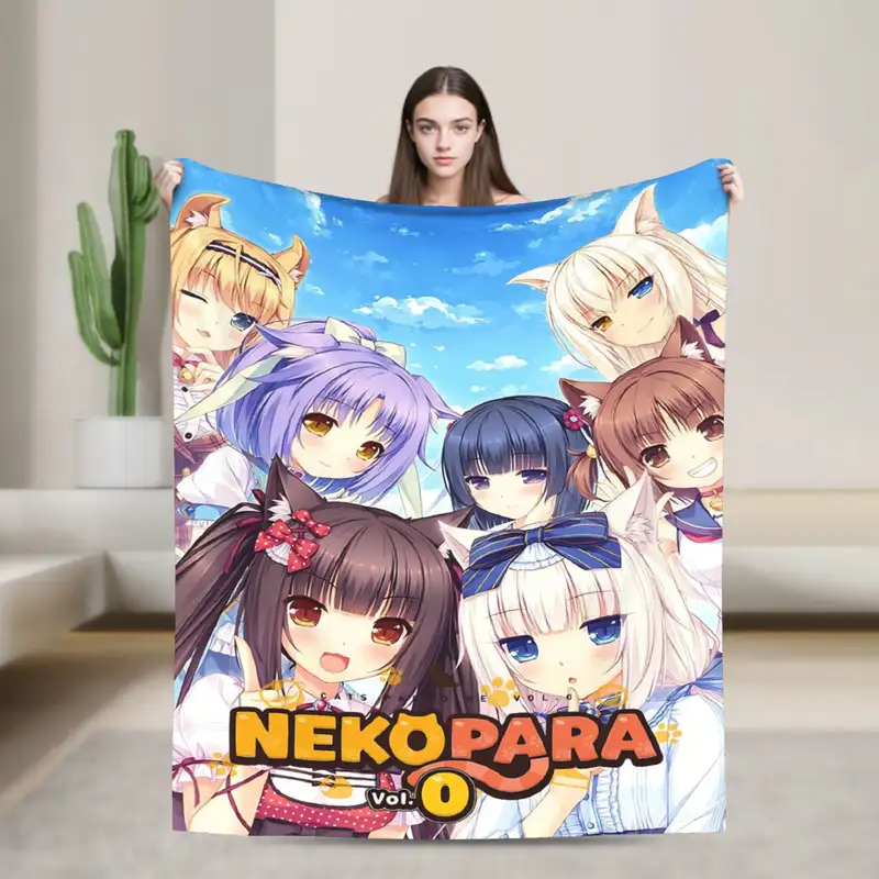 Shigure Minaduki and Fraise Nekopara Anime Blanket  Flannel Funny Soft Throw Blankets for Bed Sofa Autumn/Winter - Image 7