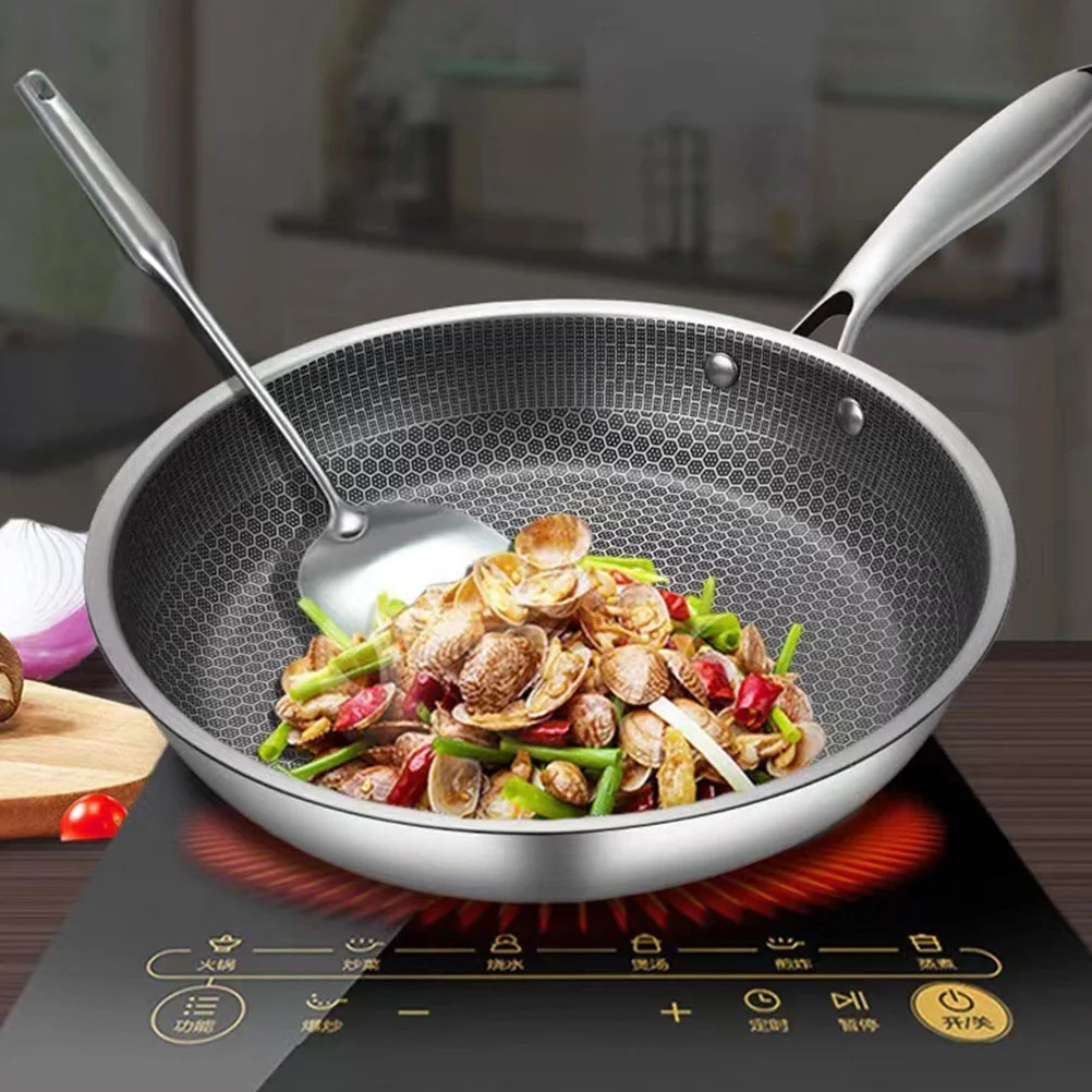 Stainless Steel Frying Pans Non-Sticky Honeycomb Kitchen Skillet