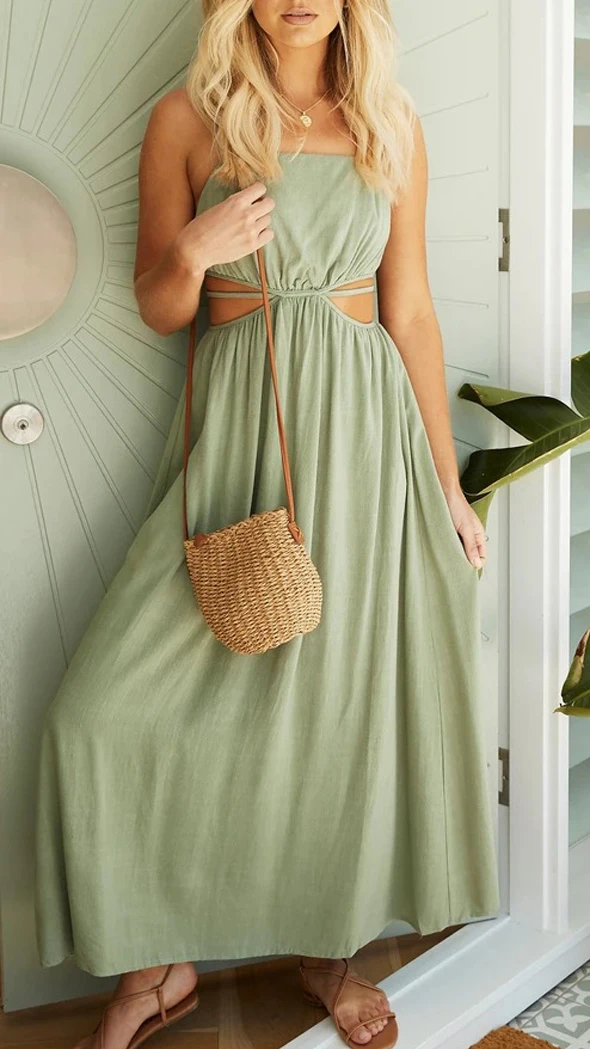 

Backless Slit Sexy Strap Dress Women Dress Fashion Spring Summer Elegant Club Outfits Vacation Dresses Beach Style Holiday Dress