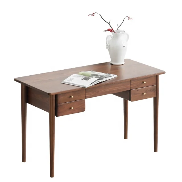 

adult wooden computer table study desk pc laptop modern with 5 drawers brown for bedroom
