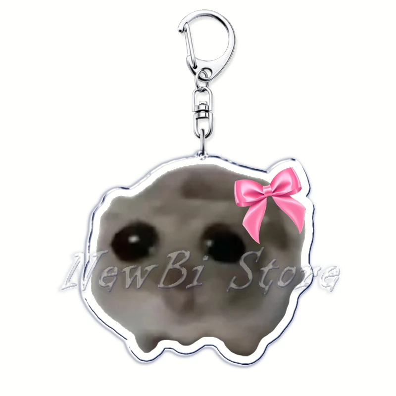 Popular Fun Meme Im Just A Girl Sad Hamster Key Chain Keychains Ring for Accessories Bag Pendant Keyring Jewelry Fans Gifts