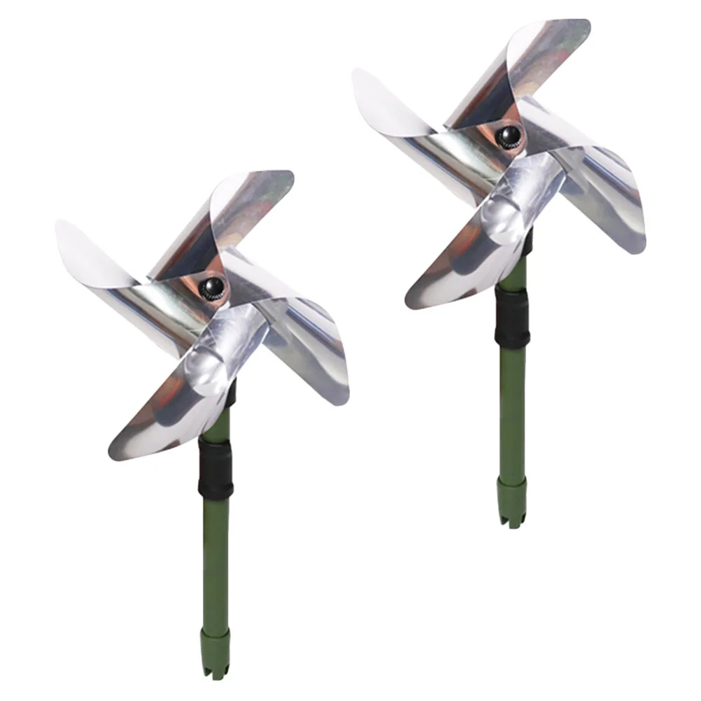 

2 Pcs Bird Windmill Fishpond Drive Away Birds Decorative Device Outdoor Pinwheel Decorations