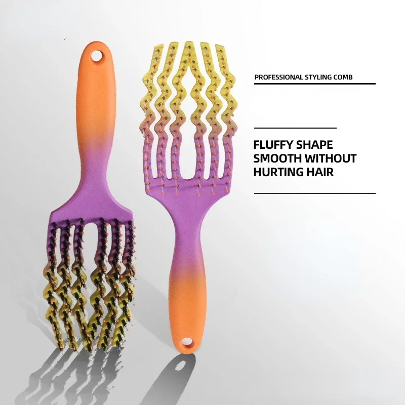 Bristle&Nylon Hair Brush Girls Hair Scalp Massage Comb Women Wet Curly Detangle Hair Brush for Salon Hairdressing Styling Tool