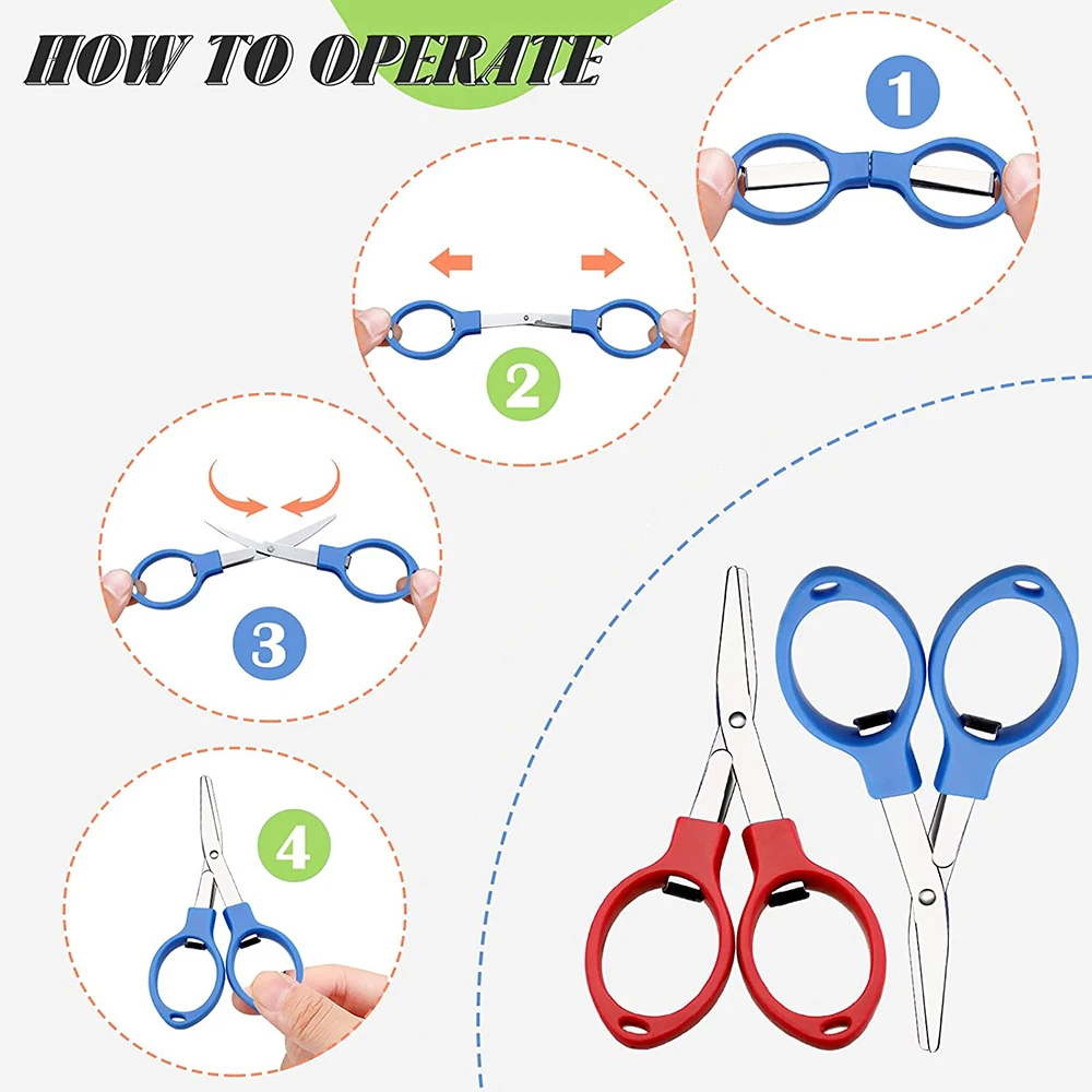 Description Picture 6 of item2/1Pcs Stainless Steel Scissors Folding Mini Scissor Portable Glasses Shape Shear Fabric Paper Cutter for Travel Sewing Crafts