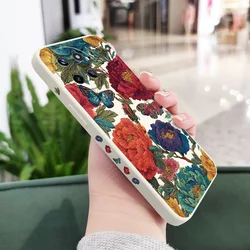Elegant Embroidery Flower Liquid Silicone Phone Case for Realme 10 ProPlus (White)