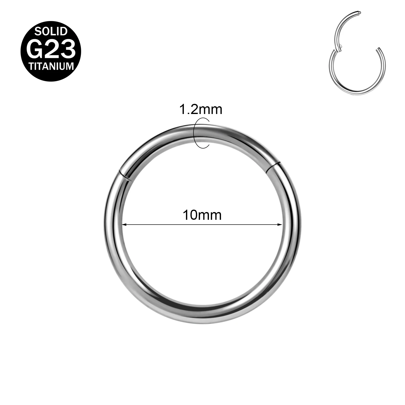 thumbnail image 1 of ZS 1 PC Aro G23 Anillo de Nariz de Titanio 20G/18G/16G Piercings de Tabique Redondos Piercing de Hélice de Oreja Cartílago Daith Joyería Pendiente 6-14MM, 1 of 5