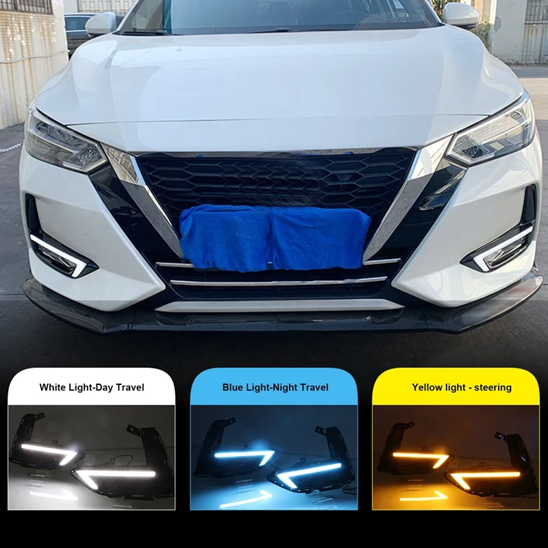 

For-Nissan Sentra Sylphy 2019 2020 Daytime Running Lights With Turn Signals LED Drl Fog Lights