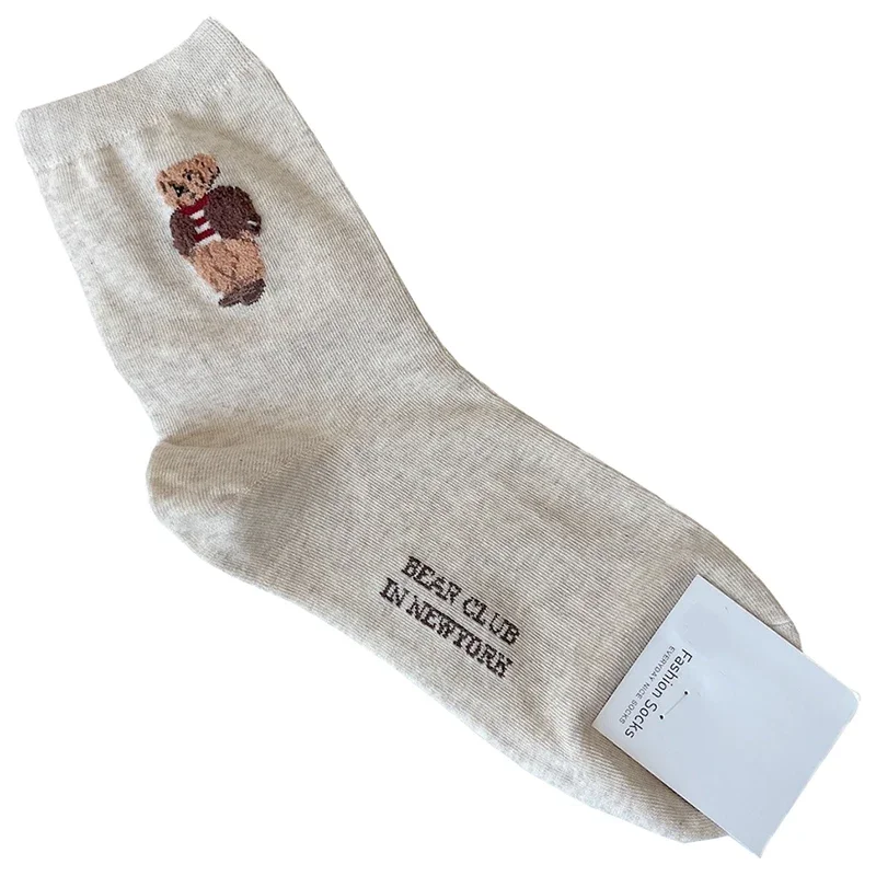 Elegant Cartoon Lady Bear Women's Harajuku Style Cute Cotton Socks - Novelty Breathable Sox