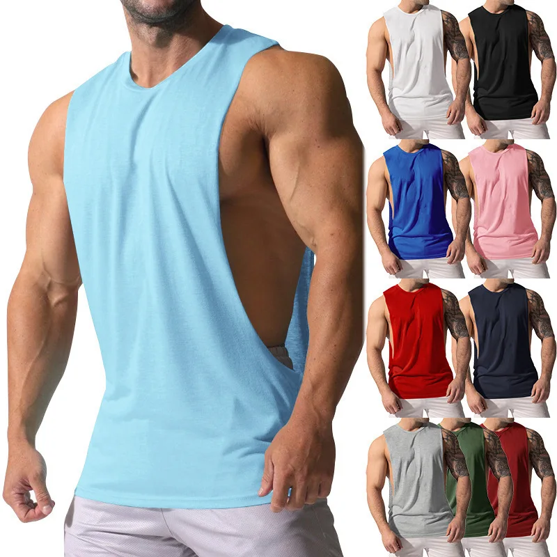 1 Piece Men's Sleeveless Undershirt Foreign Trade Loose Sports and Leisure Trend Solid Color MEN'S Shoulders Summer men undershirt sports sleeveless vest cotton sleeveless t shirt men underwear
