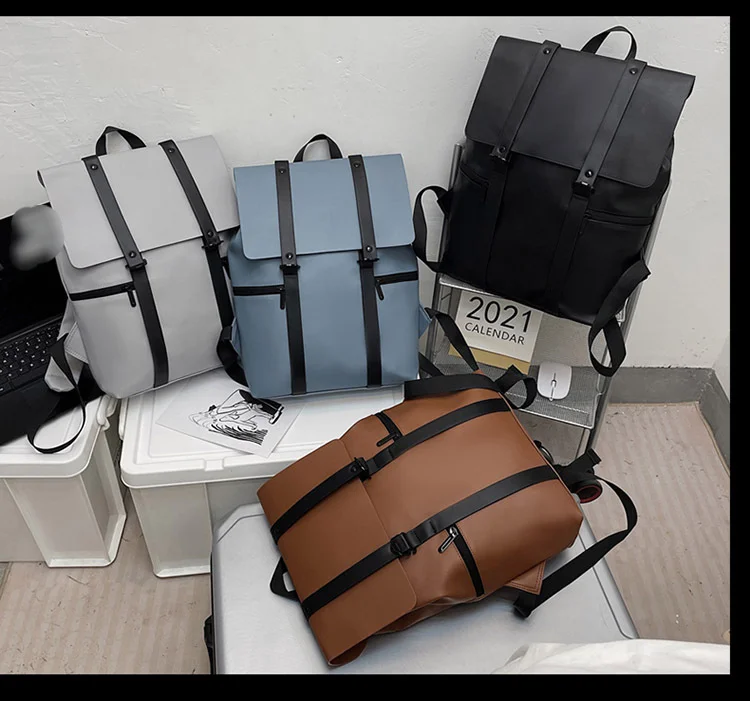 Zaino per studenti universitari, nuova tendenza, serie Insen, zaino per coppie, zaino casual da lavoro, semplice, in pelle PU, per computer_voghion.com