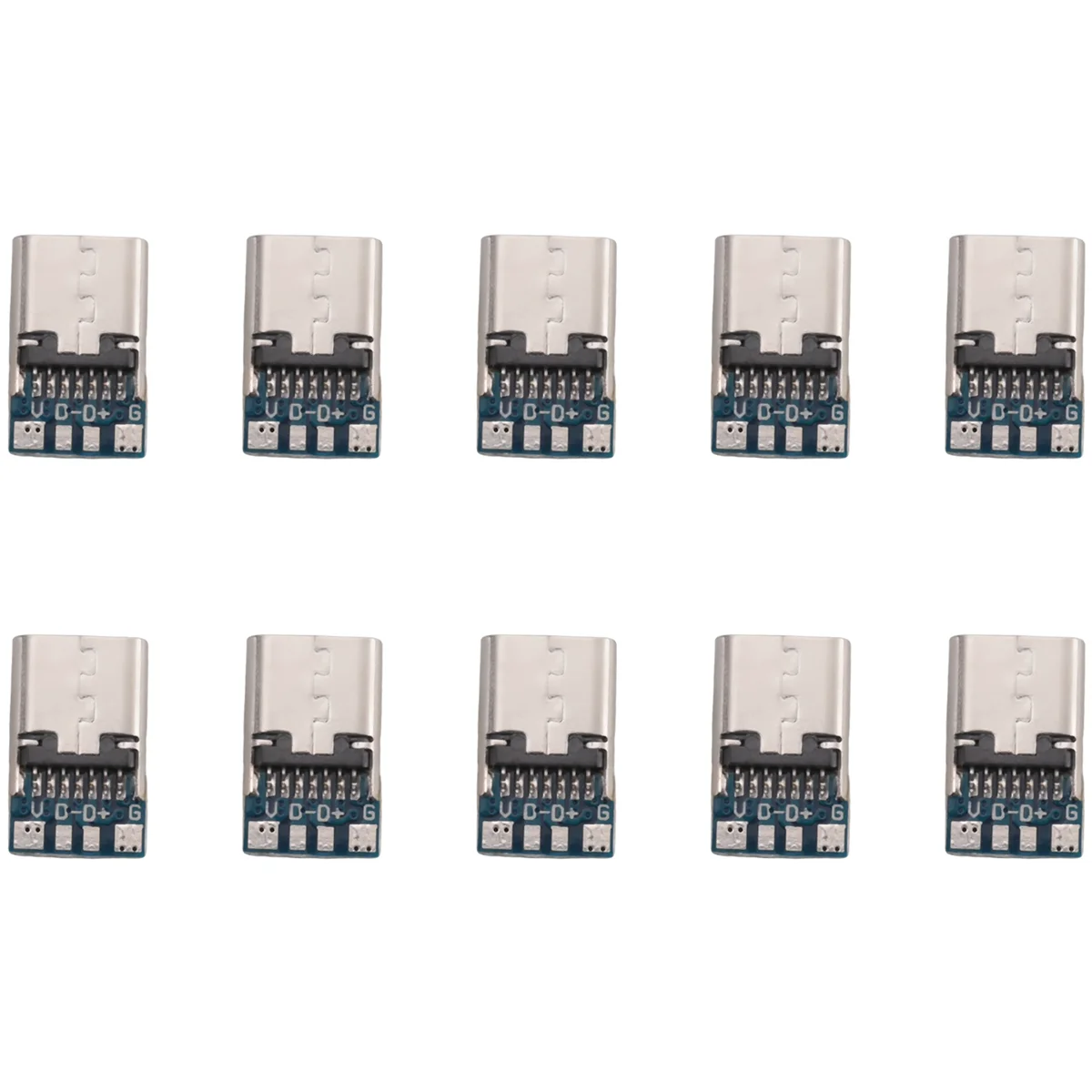 10 Pcs USB 3.1 Type C Connector 14 Pin Female Socket Receptacle Through Holes PCB 180 Vertical Shield USB-C1 3