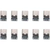 10 Pcs USB 3.1 Type C Connector 14 Pin Female Socket Receptacle Through Holes PCB 180 Vertical Shield USB-C1 3