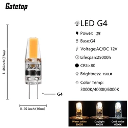 High - Efficiency LED Mini G4 Bulb - Low Power, Strobe - Free Lighting for Crystal Chandeliers, Kitchens, Studies, and Bathrooms (Natural light 4000K)