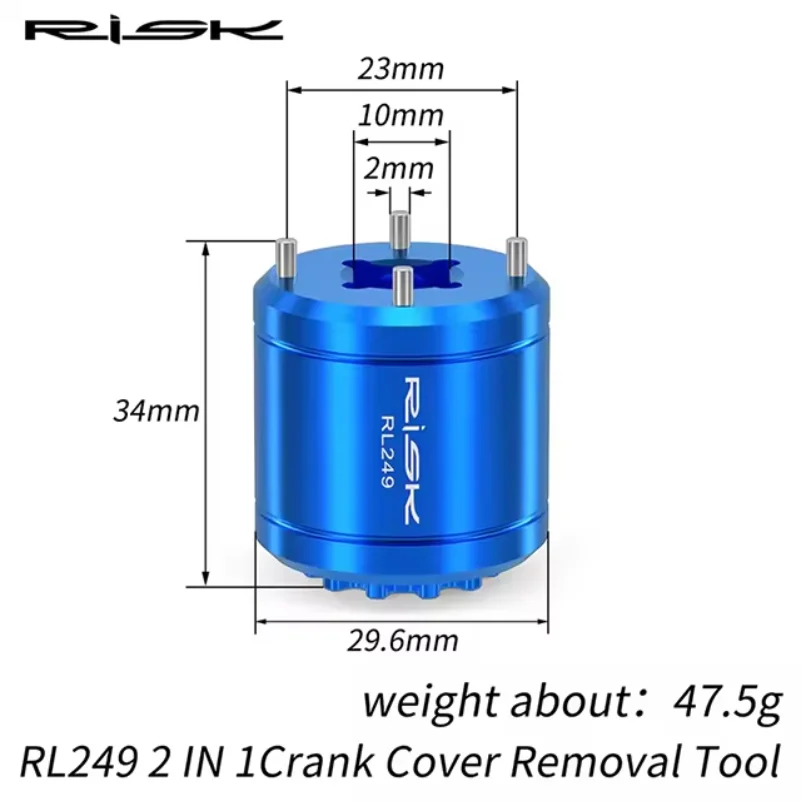 RISK 자전거 2-in-1 크랭크 커버 제거 도구 자전거 크랭크셋 캡 제거기 설치 도구 (DUB 11T XTR M9100 호환)