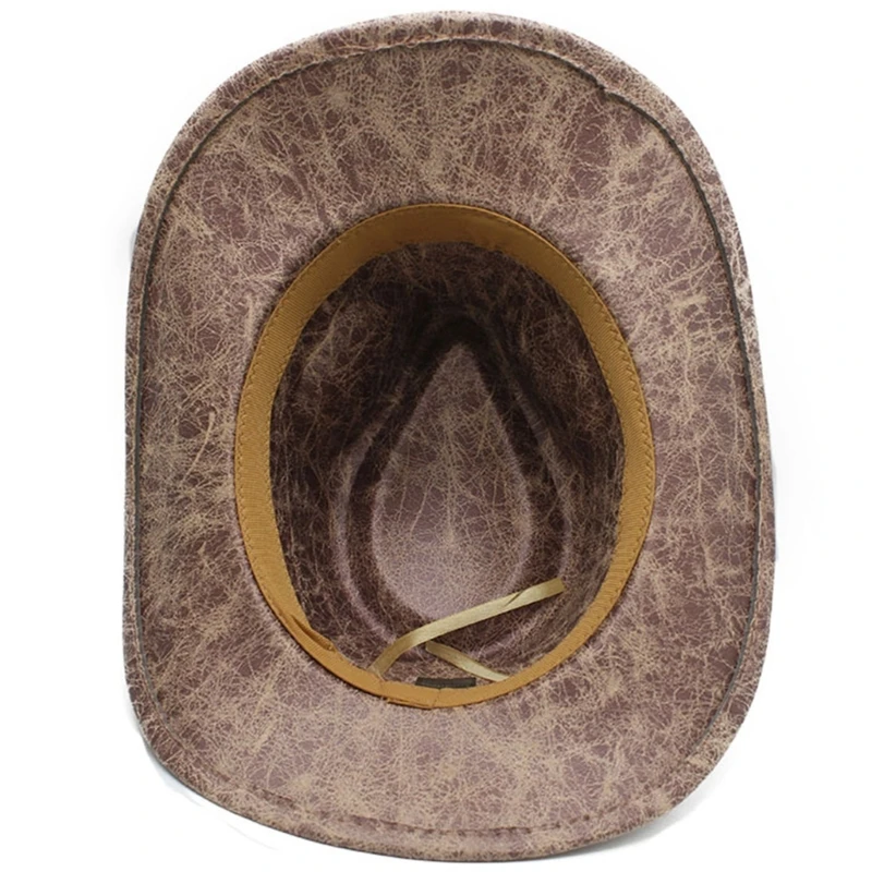 Thicken Western Cowboy Hat with Hat Band Rolled Brim Wear Resistant Cowboy