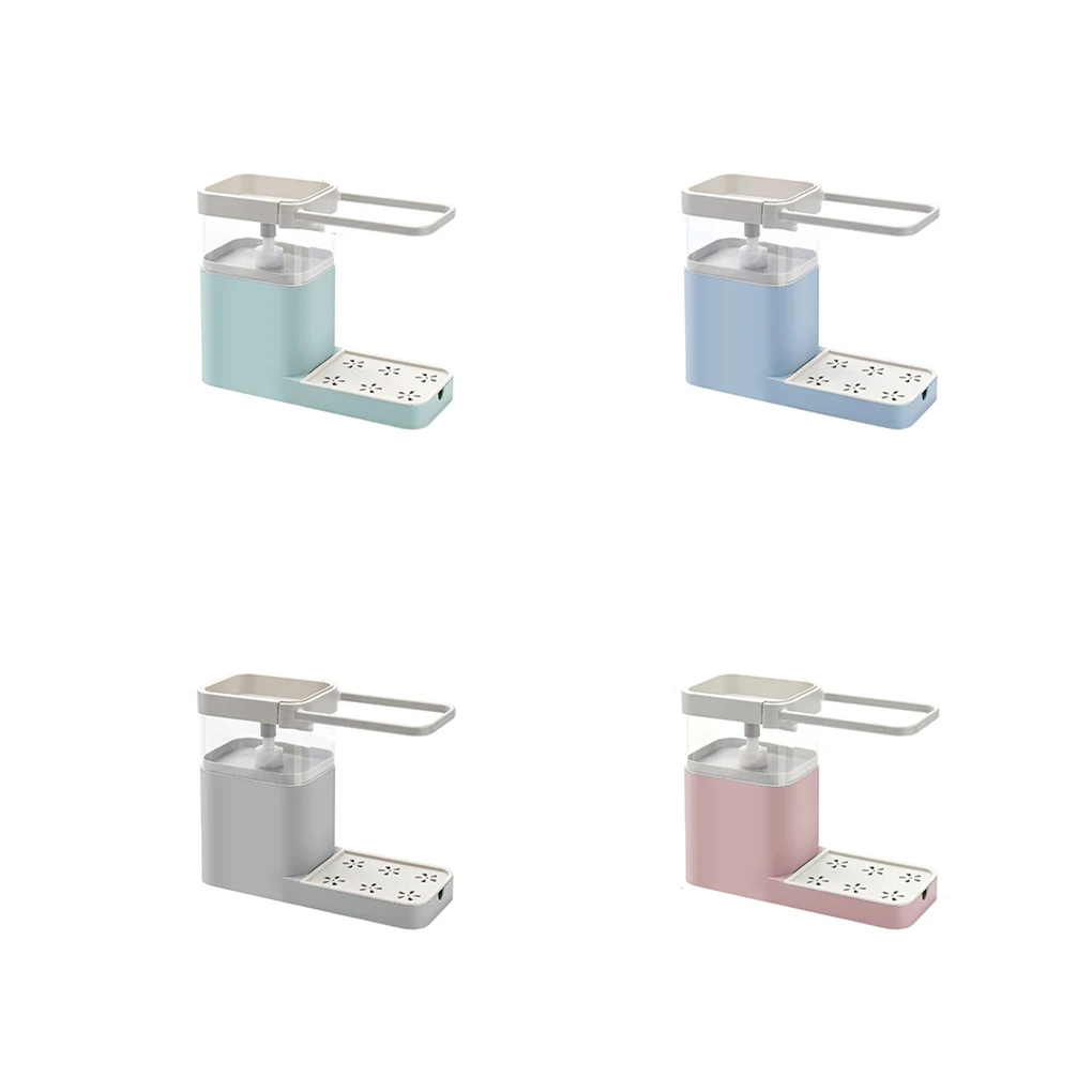 

Soap Dispenser with Sponge Holder Hanging Rack Press Liquid Boxes Green