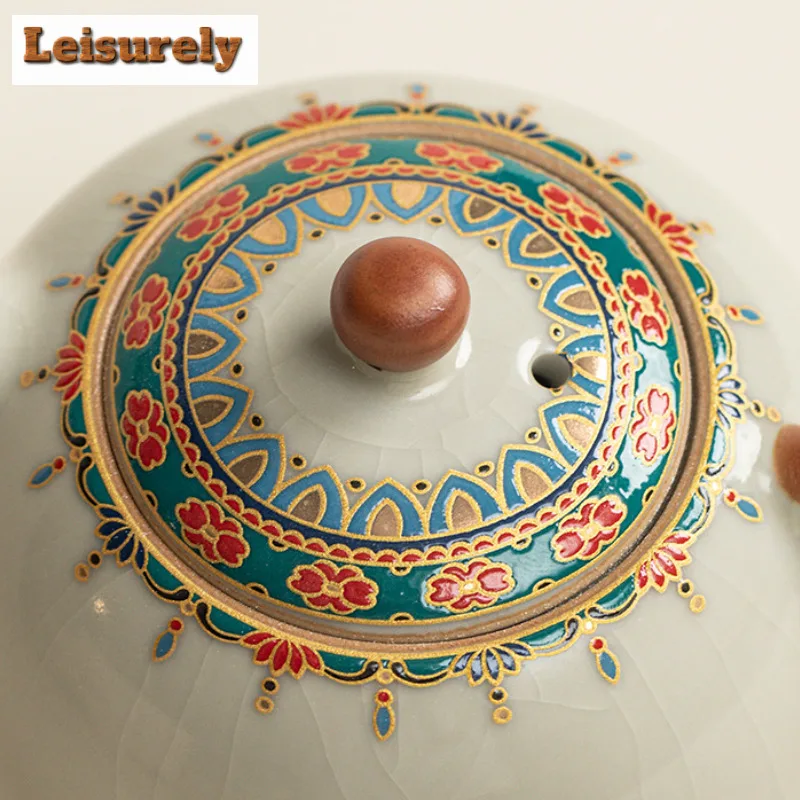 Dunhuang Culture Ru Kiln Tea Set Complete Set Vintage Tea Ceremony Set Teapot And Tea Cup Set Chinese Tea Set Equipment Gift