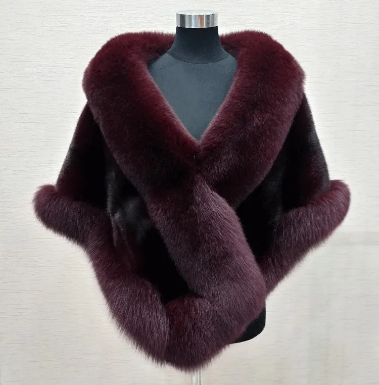 Real Image Faux Fur Wraps Winter Wedding Coat Warm Shawls Outerwear White Wraps Black Blue Shrug Women Prom Custom Made