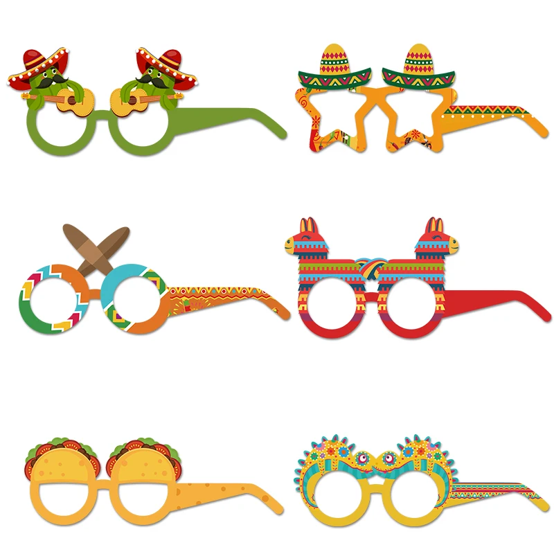 1set Mexican Theme Decorations Headbands Glasses Party Fiesta Eyeglasses Cinco De Mayo Photo Props Party Decor DIY Supplies images - 6