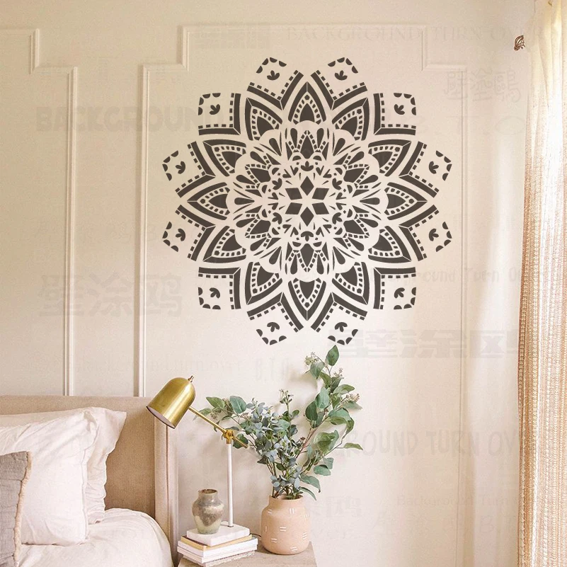 60cm - 100cm Stencil Mandala Extra Large For Painting Big Wall Flower  Decors Round Walls Paint S092 - Wall Stencils - AliExpress