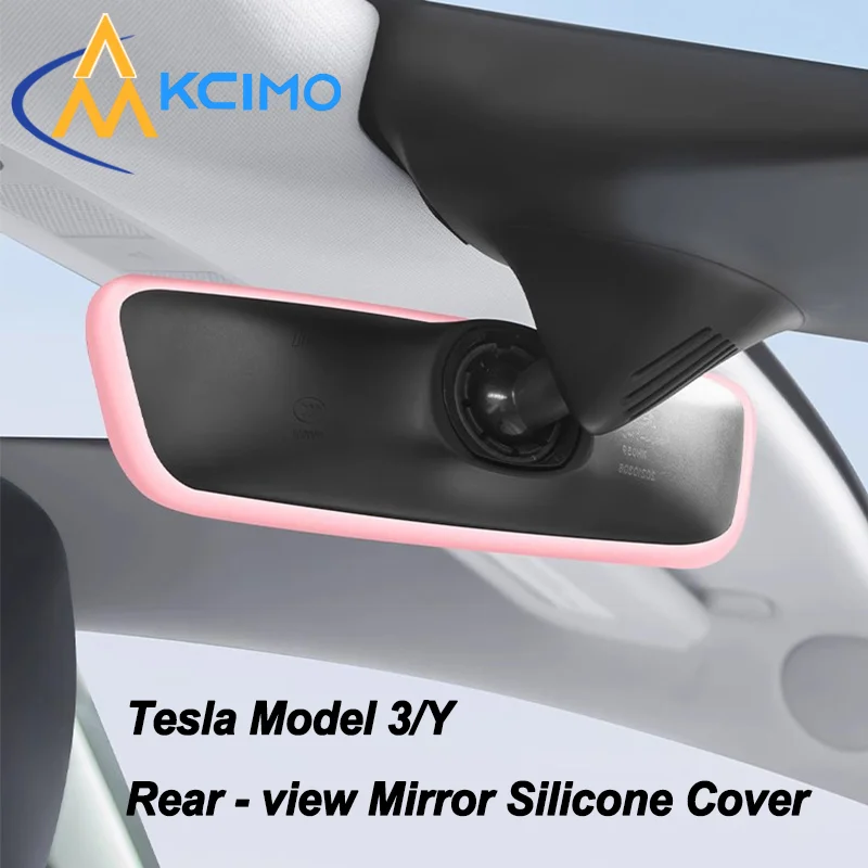 Silicone Rear View Mirror Protector Frame Cover for Tesla Model 3/Y Interior Accessories Case