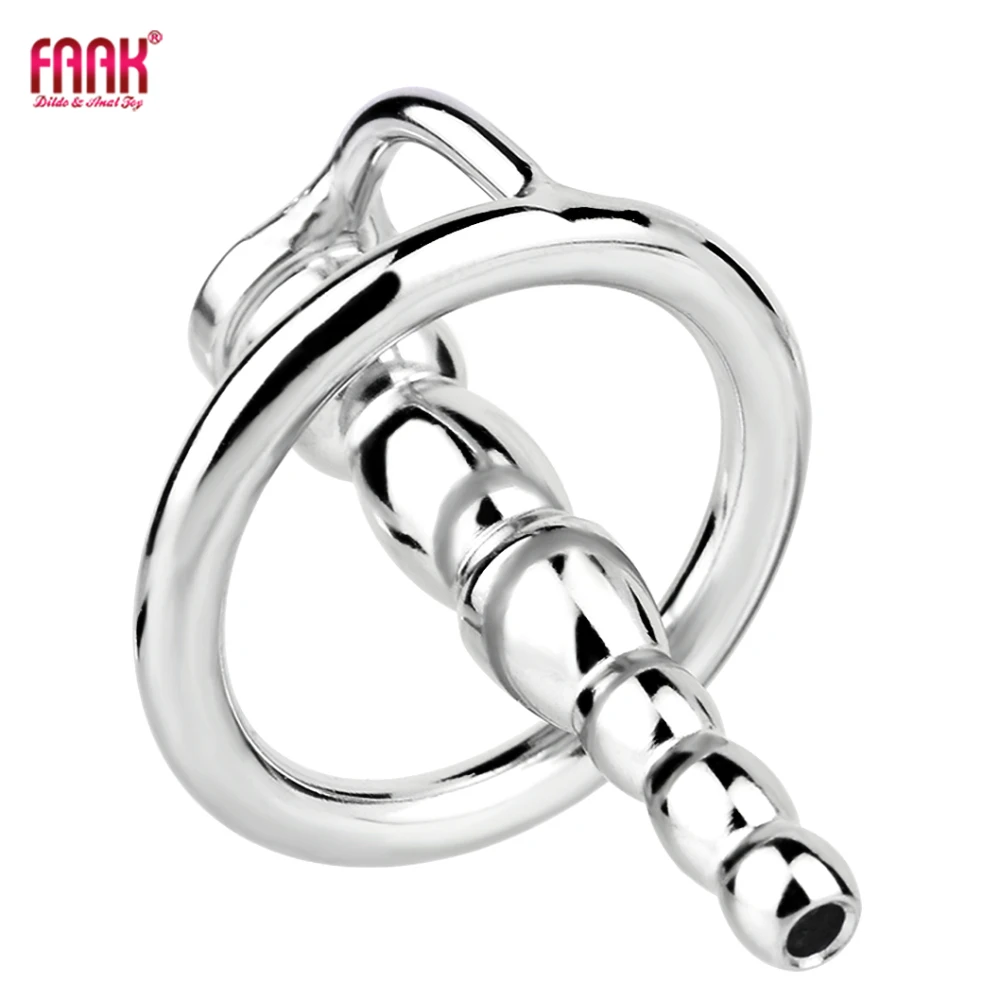 FAAK Pullover Ribbed Stainless Steel Hollow Penis Urethral Plug Wearable Ejaculation Delay For Men Male Masturbator penis sex toys