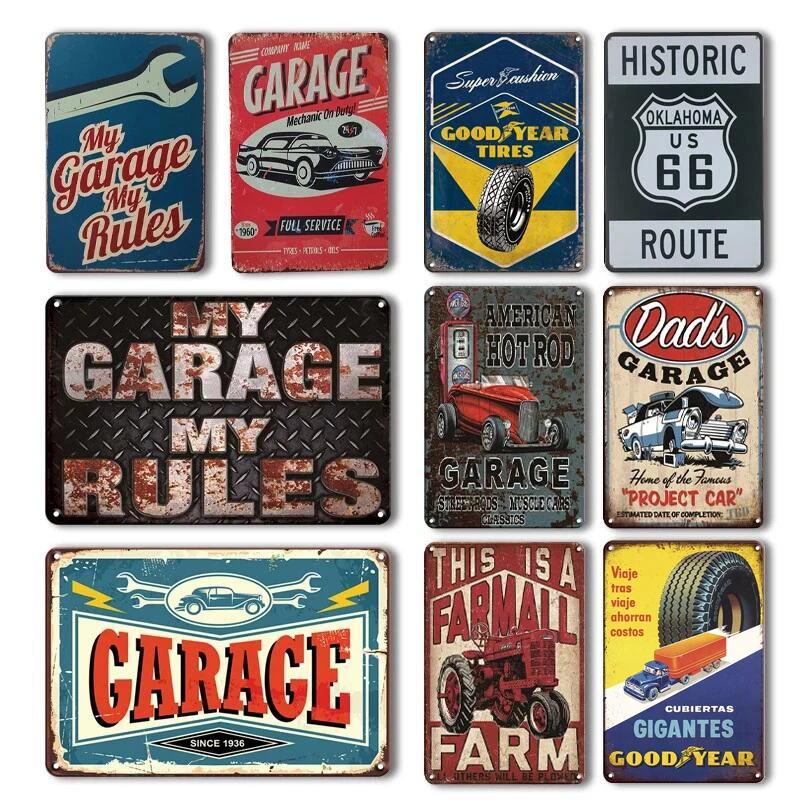 Plaque métal vintage Dad's Garage 30 cm x 40 cm