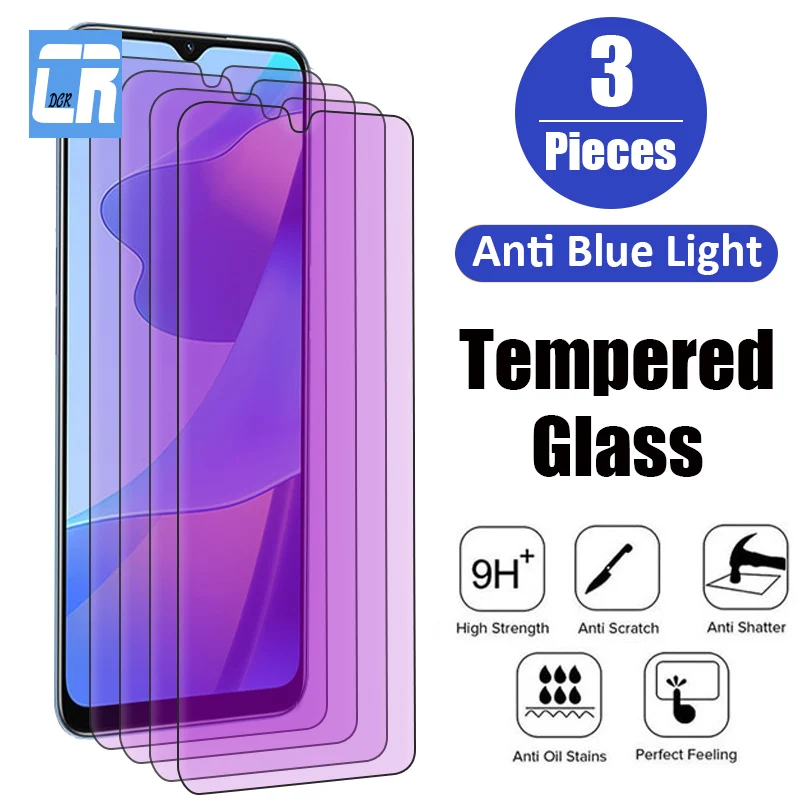 

3Pcs Anti-blue Light Tempered Glass on for Oppo A54S A55S A53S A57S A77S A16 A17 A57 A77 A97 Reno 8Z 7Z 6Z 8 Pro Protector Glass