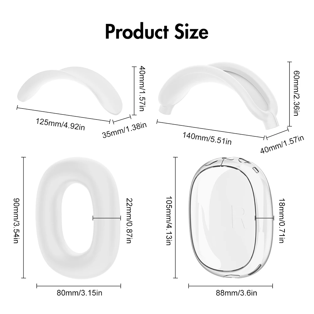 Versatile Clear Shockproof Silicone + TPU Ear Pad and Headband Protector