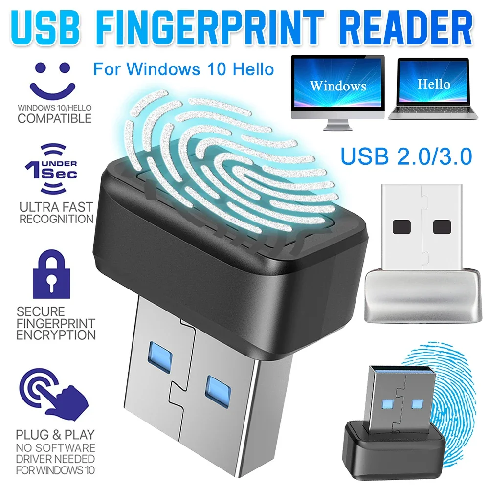Мини-USB-сканер отпечатков пальцев для ПК, ноутбука, биометрический сканер Windows 10, с функцией блокировки от APWIKOGER
