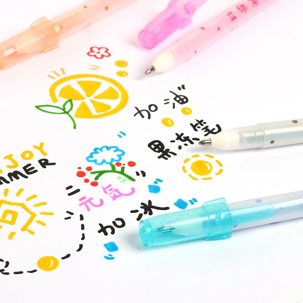 6pcs 3D Jelly Pens Set Bright Color Art Marker Pen 1.0mm Bold Point for  Handwriting Drawing Paint DIY School A6291