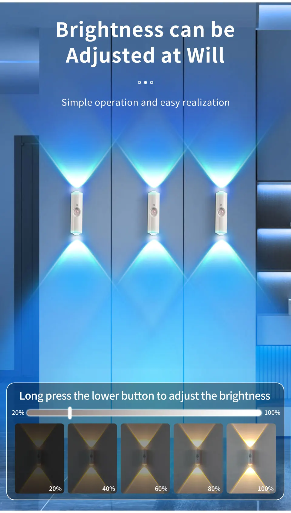 Motion Sensor RGB LED Night Light - Rechargeable Magnetic Wall Lamp for Mood Ambient Lighting